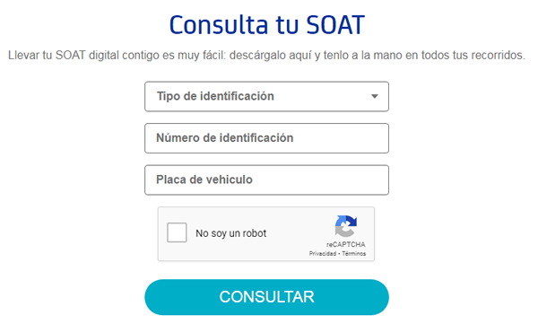 formulario en línea para consultar SOAT Sura de carros y motos en colombia