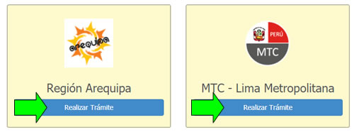 como sacar cita para tramites o recojo de licencias de conducir MTC arequipa o lima en perú