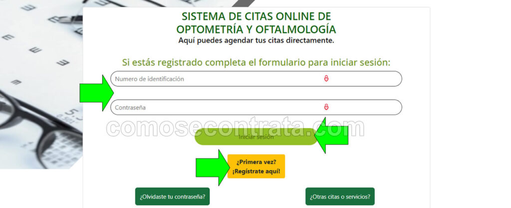 imagen del sistema para agendar y pedir citas optometría salud total en línea en colombia